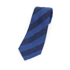【中古】ドレイクス DRAKES レーヨンシルクナイロン ストライプ柄ネクタイ ネイビーxブルー【メンズ】