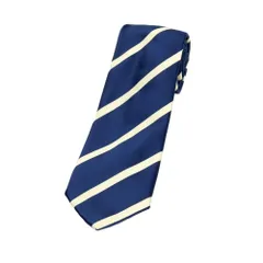 【中古】フィオリオ FIORIO シルクコットン ストライプ柄ネクタイ ネイビーxアイボリー【メンズ】