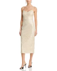 エリザジェイ レディース トップス ワンピース ミディ スパンコール Eliza J Sequin Sweetheart Midi Dress Ivory アイボリー