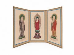 掛軸 新品 三つ折り本尊 浄土宗 小