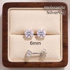 最高品質モアサナイト ピアス 6mm S925 シルバー スタッド 一粒ピアス 両耳用 スタッドピアス 4本爪 ラウンドブリリアントカット 925刻印 キャッチ付き 男女兼用 レディース メンズ プレゼント ギフト シルバー925 モアッサナイト