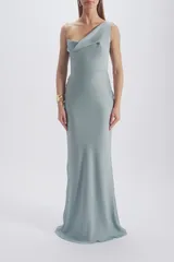 アムサール レディース トップス ワンピース サテン Amsale Hammered Satin Gown Jade