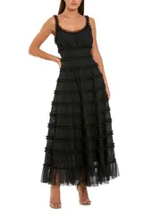 マックダガル レディース トップス ワンピース A ライン フリル ミディ ノースリーブ レース Mac Duggal Sleeveless Lace ALine Midi Dress With Ru