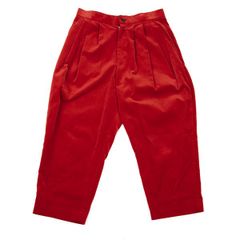 コムデギャルソンCOMME des GARCONS ベロアクロップドパンツ 赤XS