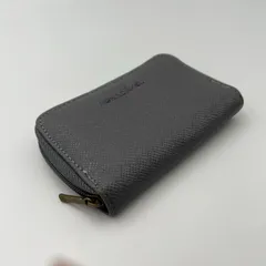 ■AGRADÁVEL アグラダベル ミニ財布 コインケース グレー サフィアーノレザー調 ラウンドジップ カードポケット付き 中古
