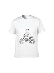 新品 送料無料 バイクに乗るウサギイラスト T シャツ ウサギ好き バイク好き ラフ画風 ポップ系 ストリート系 ユーモラス