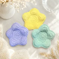 【小物置きに！】綿入りコースター 星3個セット(水色・黄色・紫色）