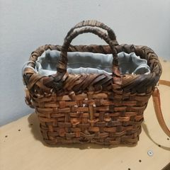 山葡萄 かごバッグ 網代編み 2WAY ショルダー 巾着付き 手提げ 籠バッグ