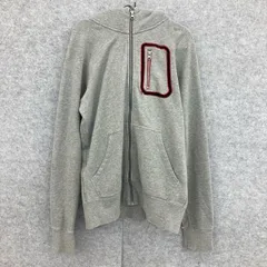 C6-146 ナイキ S アメリカ古着 ロゴ コットン 長袖 ジップパーカー グレー NIKE メンズ