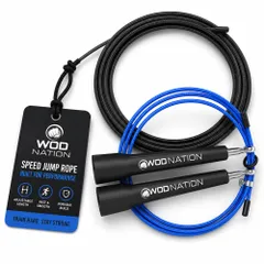 (Black) - WOD Nation Speed Jump Rope - Blazing Fast Rope for Endurance training for Boxing, MMA, Martial Arts or Just Stay [Black]