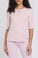 エヌワイディージェイ レディース トップス シャツ NYDJ Rib Henley Rock Flower