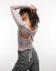 リクレイム ヴィンテージ レディース トップス Tシャツ Reclaimed Vintage striped tie back top stripe ストライプ