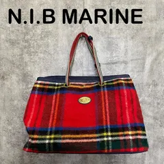 【T-2018】N.I.B MARINE aszokka エヌアイビーマリン トートバッグ 赤 レッド チェック柄 ウール 大容量 日本製 ハンドメイド ヴィンテージ ボストンバッグ