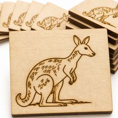 カンガルー 動物 木製パーツ 1個 未塗装 DIY