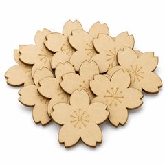 桜 さくら 木製 クラフトパーツ 36個セット ハンドメイド素材 未塗装 デザイン01