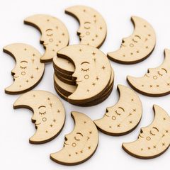 月 木製パーツ 24個セット ハンドメイド素材 未塗装