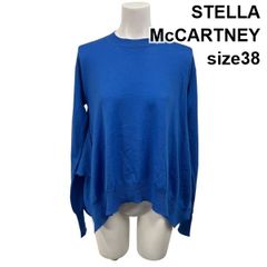 ◆ ステラマッカートニー STELLA McCARTNEY ニットセーター トップス 長袖 クルーネック サイドスリット ブルー 毛 38 M レディース S6J544