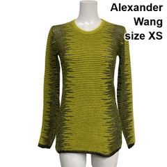 ◆ アレキサンダーワン Alexander Wang 異素材コンビニット 長袖 クルーネック トップス アンゴラ ウール XS 5号 レディース S6J530