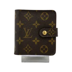 【中古】ルイヴィトン モノグラム 二つ折り財布 コンパクトジップ ラウンドファスナー LV ブラウン Bランク lv4519vd