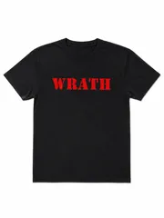 新品 送料無料 WRATH 英字プリントグラフィック T シャツ シンプルデザイン クール系 ストリート ビッグレッド文字プリント