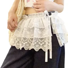 [Lamerry] 付け裾 つけ裾 レース 巻きスカート レイヤード 腰巻き ラップスカート 裾レース 重ね着 メッシュ 韓国 レディース 白