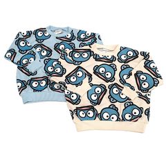 新作入荷　サンリオ　ハンギョドン　総柄　長袖　トレーナー　裏毛　ベビー　キッズ　ジュニア　子供　女の子　男の子　サックス　オフホワイト　キャラクター　おしゃれ　通園　通学　春　夏　秋　冬　服　プリント　９５ｃｍ
