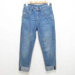 美品 BRUNELLO CUCINELLI ブルネロクチネリ モニーレ装飾 USED加工 テーパードデニムパンツ ジーンズ サイズ36 インディゴ レディース 古着 中古 USED