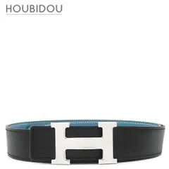 エルメス HERMES ベルト コンスタンスH #80 ボックスカーフ トゴ ブラック×ブルージーン #80 Hバックル リバーシブル  □H 【箱】【中古】
