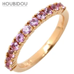 セリーヌ CELINE リング 指輪 一文字リング ピンク×イエローゴールド Au750 K18 YG 11P 11石  11号 【箱】【中古】