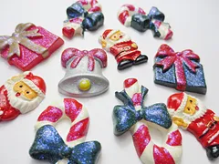 ミックス 41mm 10個 レジンパーツ ビーズ レジン ミックス 10個 サンタクロース 箱 ベル デコパーツ 装飾 手芸材料のヒューイ h1038