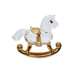 スワロフスキー フィギュリン ロッキングホース 置物 オブジェ クリア ゴールド メッキ クリスタル ユニセックス SWAROVSKI【1-0288773】