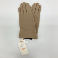 未使用 Chloe/クロエ 手袋/グローブ 21-22cm ベージュ系 ラインストーン ロゴ カシミヤ混 日本製 CH1345-3 タグ付[OO00593]