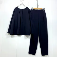 〇 美品 URBAN RESEARCH DOORS アーバンリサーチドアーズ フロントタック テーパードパンツ セットアップ セレモニー one 紺 ■■ レディース