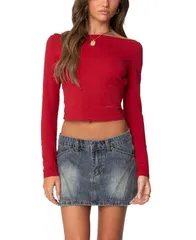 アディクテッド レディース トップス シャツ オープンバック Edikted Valentine Open Back Top Red レッド