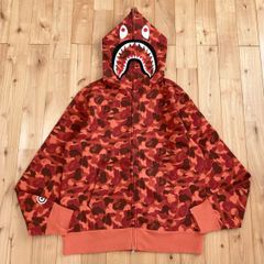 希少】a bathing ape アベイシングエイプ シャークパーカー 赤 M