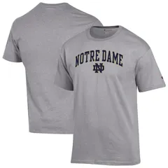 チャンピオン メンズ トップス Tシャツ ロゴ MensChampion Heather Gray Notre Dame Fighting Irish Arch Over Logo TShirt Nt