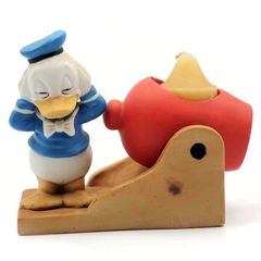 ディズニー　ドナルド　ビスク・キャンドルホルダー　大砲　Royal Orleans社　1970年代〜1980年代前半　ろうそく付　DD00626