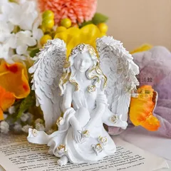 オブジェ 置物 座っている天使 インテリア リビング ダイニング 玄関 寝室 装飾 オーナメント 樹脂 プレゼント ギフト オシャレ 高級感