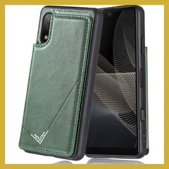 【Viesa】背面カバー ケース手帳型 互換性 Xperia Ace II/docomo SO-41B 対応 SONY ランヤード付 背面型ケース (ダルグリーン) 美しい、軽・薄 持ちやすい、滑り止め、すり傷防止マグネット 横置きスタンド機能 財布型 スマホ