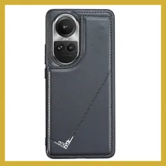 【Viesa】背面カバー ケース手帳型 互換性 Reno 10 Pro 5G 対応 OPPO ランヤード付 背面型ケース(ブラック) 美しい、軽・薄 持ちやすい、滑り止め、すり傷防止マグネット 横置きスタンド機能 財布型 スマホバック?カバー リノ10プロ オ