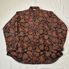 60s The CAMBRIDGE Shop of John Norman styled by Enro 長袖シャツ ボタンダウン ペイズリー柄 ネイビー×レッド