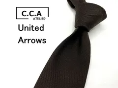【超美品】UNITED ARROWS　ユナイテッドアローズ　無地柄　ネクタイ 送料無料 シルク ニット タイ メンズ ビジネス ブラウン系　0801013
