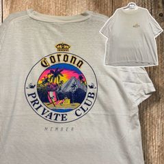スーベニア Tシャツ コロナ エクストラ ビール 企業 広告 プライベート ビーチ クラブ お土産 ワンポイント　シングルステッチ 白 - 90s XXL相当サイズ 古着 ビンテージ used vintage  p10