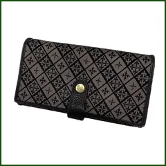中古●russet/ラシット● モノグラム柄 フラップ式長財布 レディース ブラウン 小銭入れあり ナイロン×レザー