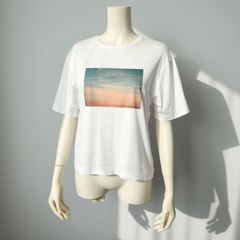 エージーバイアクアガール AG by aquagirl　コットン100% フォトプリントTシャツ　ホワイト　レディース