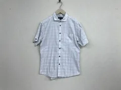 本物ミッシェルクランオムMICHELKLEINHOMMEコットンシャドーチェック柄半袖シャツメンズサーフワークアメカジミリタリービジネススーツモードゴルフドレスストリートスケーターXL白ホワイト51