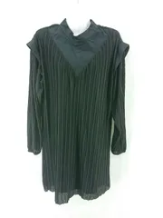 ◇ Θ ザラ ZARA プリーツデザインチュニックブラウス Vネックシャツブラウス ブラック系 レディース Mサイズ E  【1607220012708】