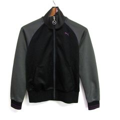 プーマ ブルゾン トラックジャケット アウター レディース Sサイズ グレー×ブラック PUMA 【中古】