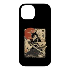 【新品】 日本刀を持つブシ猫 赤い太陽 レトロ 美的 空手 スマホケース iPhone 14 用