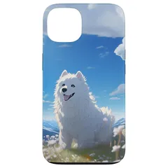 【新品】 サモエド かわいいアニメ ホワイト ふわふわ サモエド犬 カワイイ サモエド スマホケース iPhone 13 用